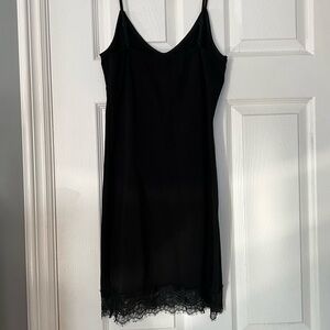 Black Lace Hem Slip Dress